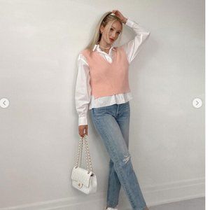 Pink Verge Girl Vest Knit